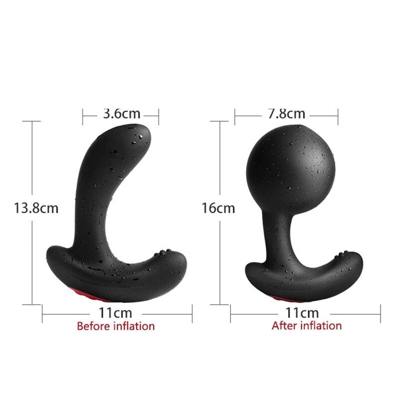 Huge Inflatable Vibrating Butt Plug - Prostate Massager for Men - Wireless Remote Control